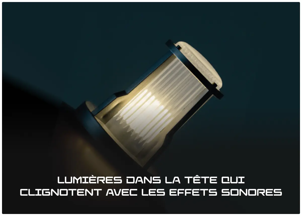 Lumières dans la tête qui clignotent avec les effets sonores